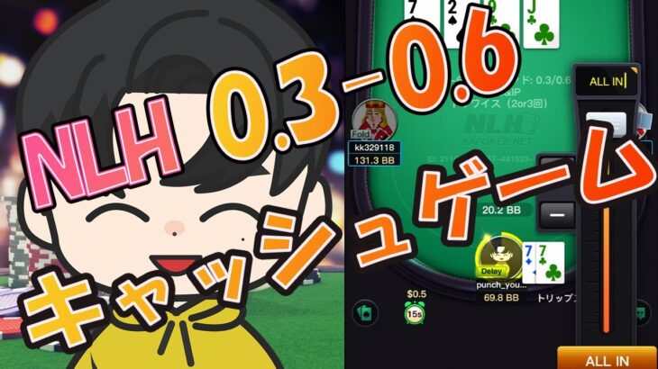 【NLH】ポーカープロがKKPOKERで800ハンドプレイする【0.3-0.6】