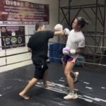Light sparring with coach Adrian at JRA